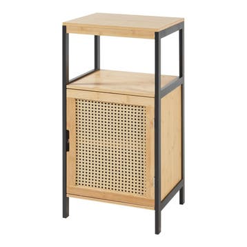 Badkamerkast Tervola 80x40x35 cm zwart naturel rotan look [e, Verzenden, Nieuw