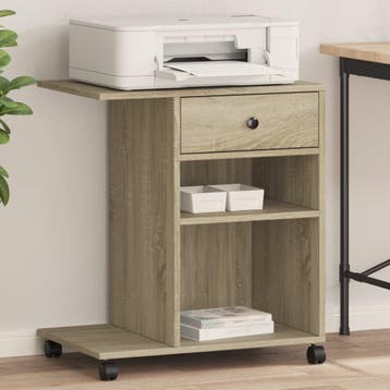 vidaXL Printerkastje met wielen 60x40x68,5 cm sonoma, Computers en Software, Verzenden, Nieuw