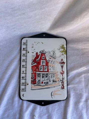 Emaille reclamebord - Vintage Emaille Wandthermometer –