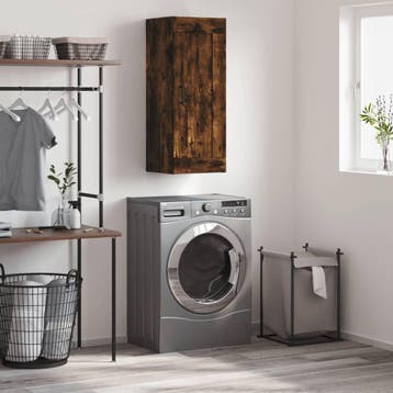 vidaXL Wandkast 34,5x34x90 cm bewerkt hout gerookt, Minder dan 50 cm, Verzenden, Nieuw, Minder dan 100 cm