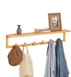 Bamboe Wandkapstok met Plank – 6 Haken, Opbergruimte 90 cm, Verzenden, Nieuw