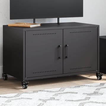 vidaXL Tv-meubel 68x39x43,5 cm staal zwart, Verzenden, Nieuw, Metaal