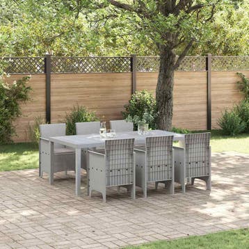vidaXL Tuin eettafelset 7 st Lichtgrijs Polypropyleen, Verzenden, Nieuw, 7 zitplaatsen
