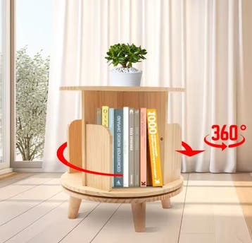 360° Draaibare Houten Boekenplank met 4 Compartimenten, Verzenden, Nieuw