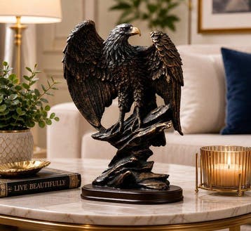 sculptuur, Bronzed Eagle Sculpture – Majestic Bird of Prey