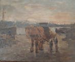 Cor Noltee (1903-1967) - Pferd mit Wagen am Hafen von