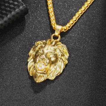 Gouden Leeuwenkop Hanger Ketting voor Mannen - Stijlvolle Hi