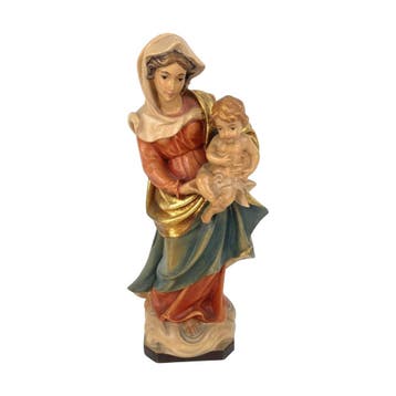 Religieus beeld Maria met kind Jezus - Hout - 19 cm