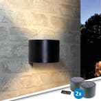 Solar LED wandlamp  Emme rond - Voordeelset van 2, Tuin en Terras, Buitenverlichting, Zonne-energie, Verzenden, Minder dan 50 watt