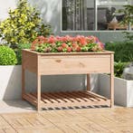 vidaXL Plantenbak met schap 111,5x111,5x81 cm massief, Verzenden, Nieuw, Hout, 60 cm of meer