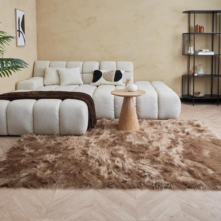 Hoogpolig vloerkleed - bruin - 160 x 230 cm, Huis en Inrichting, Stoffering | Tapijten en Kleden, 200 cm of meer, Bruin, Nieuw