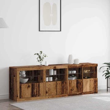 vidaXL LED Sideboard Oud hout 202 x 37 x 67 cm Bewerkt hout, Minder dan 50 cm, Verzenden, Nieuw, Minder dan 100 cm