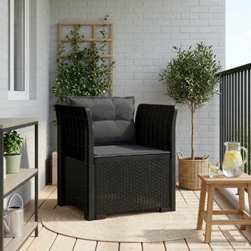 vidaXL Eénpersoons Fauteuil met Kussens Rattan Look PP, Verzenden, Nieuw