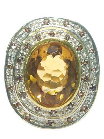 Zonder minimumprijs - Ring - 9 kt. Zilver, Geel goud Topaas, Nieuw
