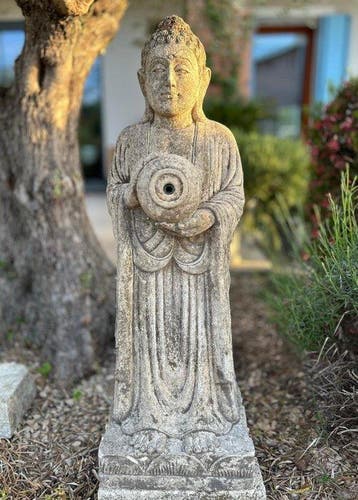 Fontana Buddha in Pietra Arenaria – Scultura Balinese H100