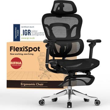 FLEXISPOT Ergonomische bureaustoel ErgoX Max zwart tot 300 k, Verzenden, Zo goed als nieuw
