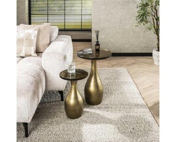 Bijzettafel druppel S Eclips - Goud antiek finish, Ophalen of Verzenden, Nieuw