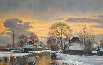 H.J. Wijngaard (1922-2012) - Hollands winter landschap, Antiek en Kunst