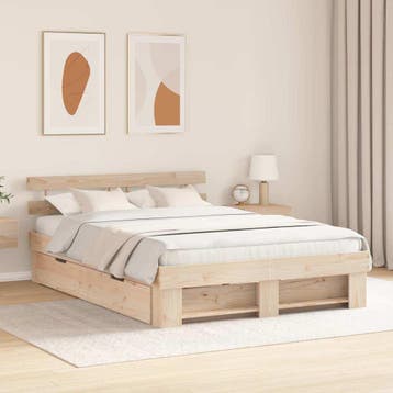 vidaXL Bedframe met lade Bruin 150 x 200 cm Massief, Bruin, Verzenden, Hout, Nieuw