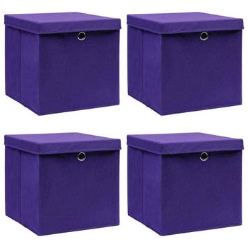 Opbergboxen set 4st - Paars 28x28cm | Retourdeal 32% Korting, Ophalen of Verzenden, Zo goed als nieuw