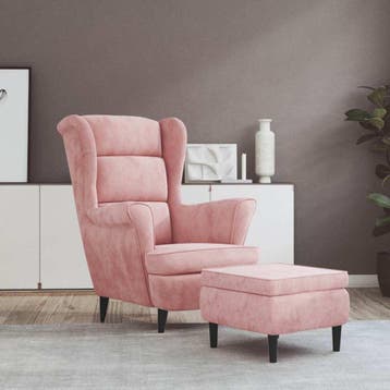 vidaXL Fauteuil met voetenbank fluweel roze, Verzenden, Nieuw