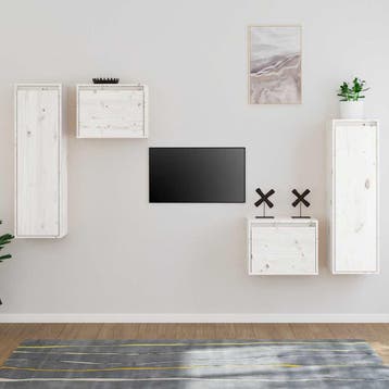 vidaXL Tv-meubelen 4 st massief grenenhout wit, Huis en Inrichting, Minder dan 50 cm, Verzenden, 100 tot 150 cm, Nieuw