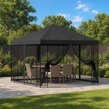 vidaXL Tuin Gazebo met Zijwanden 3 x 3 m Antracietkleurig, Verzenden, Nieuw