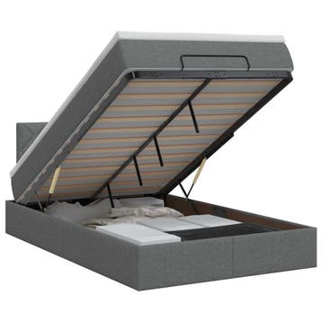 vidaXL Ottoman bed met matras Donkergrijs 120 x 190 cm Stof, Verzenden, Nieuw