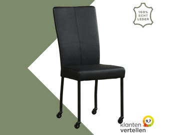 Leren eetkamerstoel Deal - Hermes Nero (zwart) - Poten, Huis en Inrichting, Stoelen, Nieuw, Leer, Ophalen of Verzenden, Eén