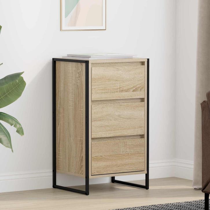 vidaXL Dressoir met lade Sonoma 42 x 36 x 75.5 cm Bewerkt, Huis en Inrichting, Kasten | Dressoirs, Nieuw, Minder dan 50 cm, Overige houtsoorten