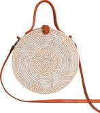 DUA grote witte ronde rieten bali tas clutch big white round, Verzenden, Nieuw