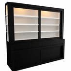 Zwarte strakke buffetkast Petten 220cm led verlichting, Ophalen of Verzenden, Nieuw