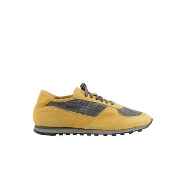 ISAIA NAPOLI - 6 UK - 40 IT - Sneakers Yellow Suede & Grey, Nieuw