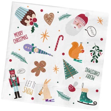 Servetten Kerstsymbolen Holly Jolly (20st), Ophalen of Verzenden, Nieuw