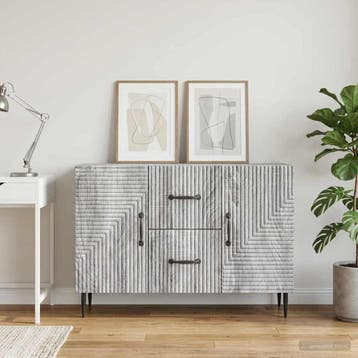 vidaXL Dressoir met lade Grijs sonoma 89 x 34,5 x 60 cm, Verzenden, Nieuw, Overige houtsoorten, Minder dan 50 cm