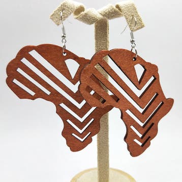 African Continent Earrings Bruin, Ophalen of Verzenden, Nieuw