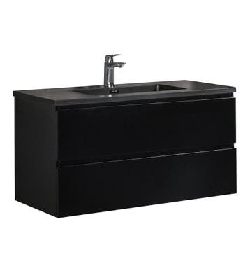 Badkamermeubel Set Angela 100cm Mat Zwart Zwart Wastafel, Verzenden, Nieuw, Wastafelkast