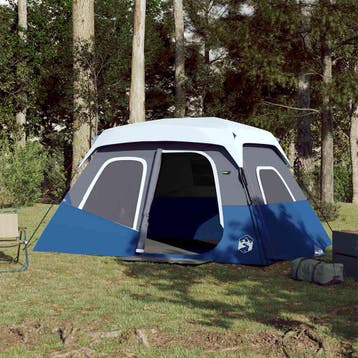 vidaXL Tent met LED 6-persoons snelontgrendeling lichtblauw, Caravans en Kamperen, Verzenden, Nieuw, Tot en met 2