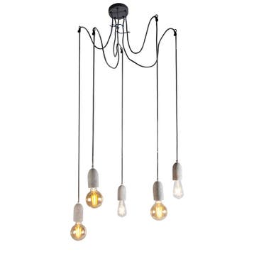 Industriële hanglamp grijs beton - Cava 5, Verzenden, Nieuw, Design