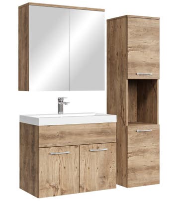 Badkamermeubel Set Montreal 60 cm Kastanje Eiken Badmeubel, Verzenden, Nieuw, Wastafelkast