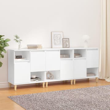vidaXL Dressoirs 3 st 60x35x70 cm bewerkt hout wit, Verzenden, Nieuw, Overige houtsoorten, Minder dan 50 cm