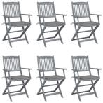vidaXL Tuinstoelen 6 st inklapbaar met kussens massief, Verzenden, Nieuw, Hout