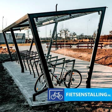 Fietsenstalling design H-line, professioneel glas/staal, Nieuw, Fietsenstalling.nl