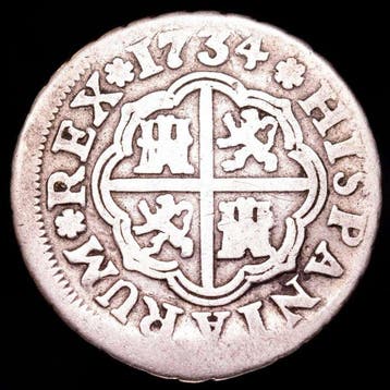 Spanje. Felipe V. Real Ceca de Sevilla, 1734. Ensayador P.A.