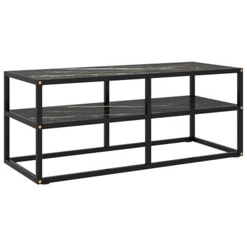 vidaXL Tv-meubel met zwart marmerglas 100x40x40 cm zwart, 100 tot 150 cm, Verzenden, Nieuw, Glas