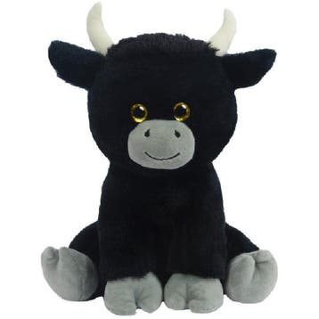 Herman stier/koe knuffel - pluche - zwart - 24 cm, Verzenden, Nieuw