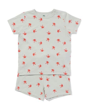 HEMA Baby shortama krabben lichtblauw van €8.49 voor €5 sale, Verzenden, Nieuw