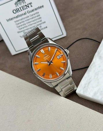 Orient - Stretto Automatic Date Orange - RA-AC0R08Y - Heren, Nieuw