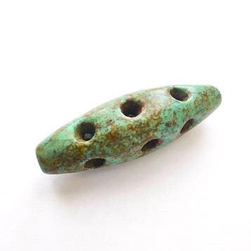 Oud-Chinees turkoois Zeldzame XL ovale kraal talisman - 74