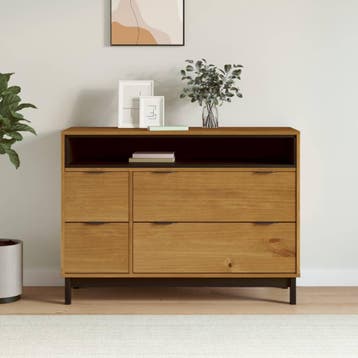 vidaXL Ladekast FLAM 110x40x80 cm massief grenenhout, Kinderen en Baby's, Kinderkamer | Commodes en Kasten, Verzenden, Nieuw